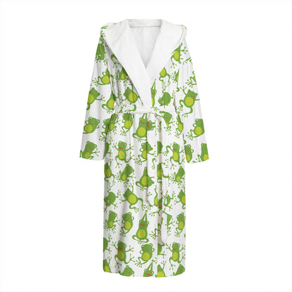 Cute Frog Pattern Print Hooded Bathrobe