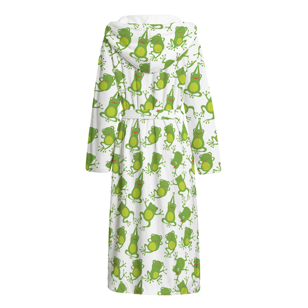 Cute Frog Pattern Print Hooded Bathrobe
