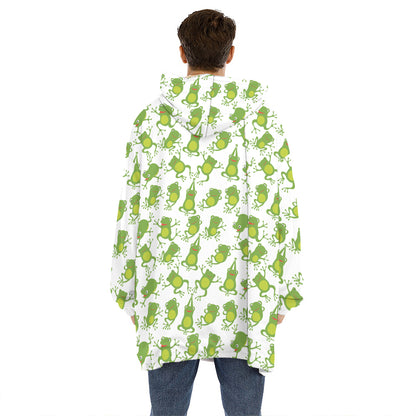 Cute Frog Pattern Print Hoodie Blanket