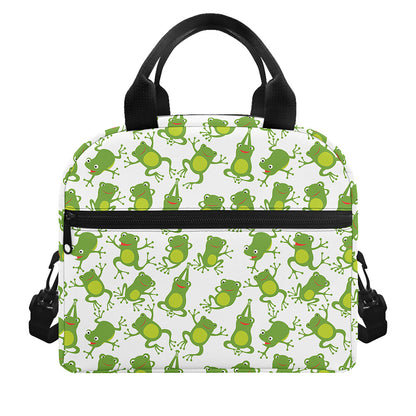Cute Frog Pattern Print Insulated Lunch Bag