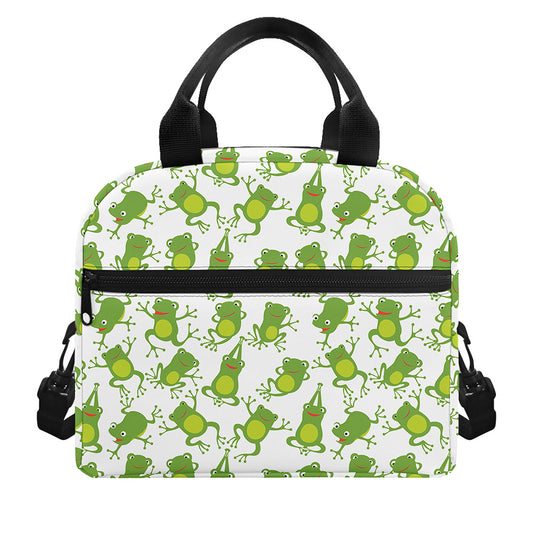 Cute Frog Pattern Print Insulated Lunch Bag