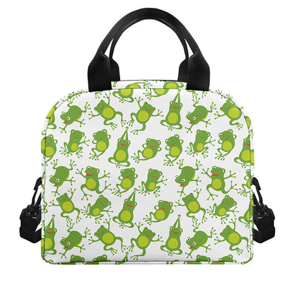 Cute Frog Pattern Print Insulated Lunch Bag