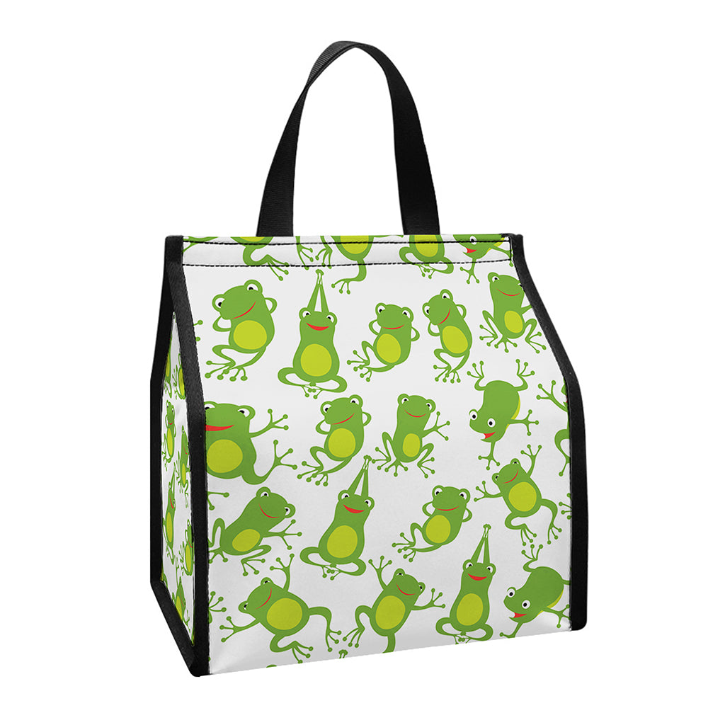 Cute Frog Pattern Print Insulated Lunch Tote
