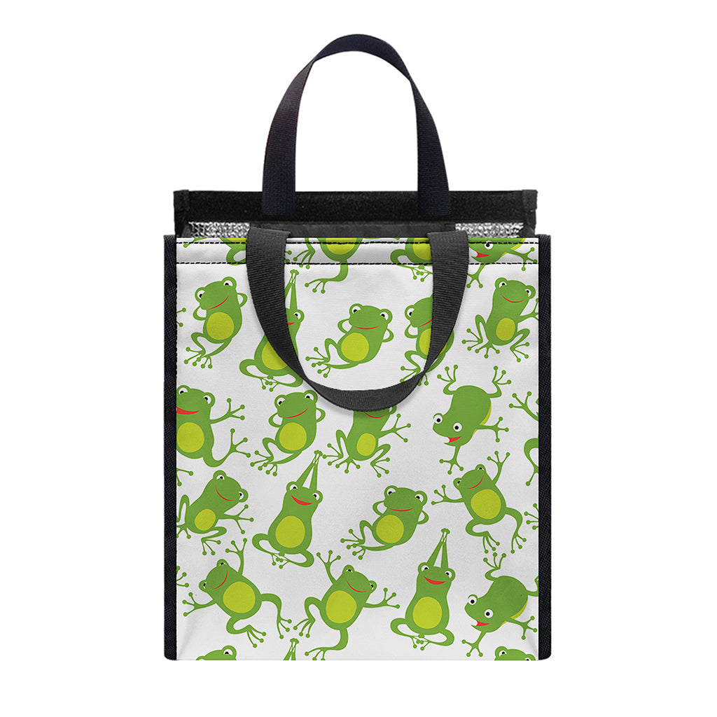 Cute Frog Pattern Print Insulated Lunch Tote