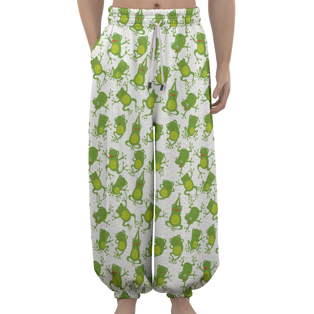 Cute Frog Pattern Print Lantern Pants