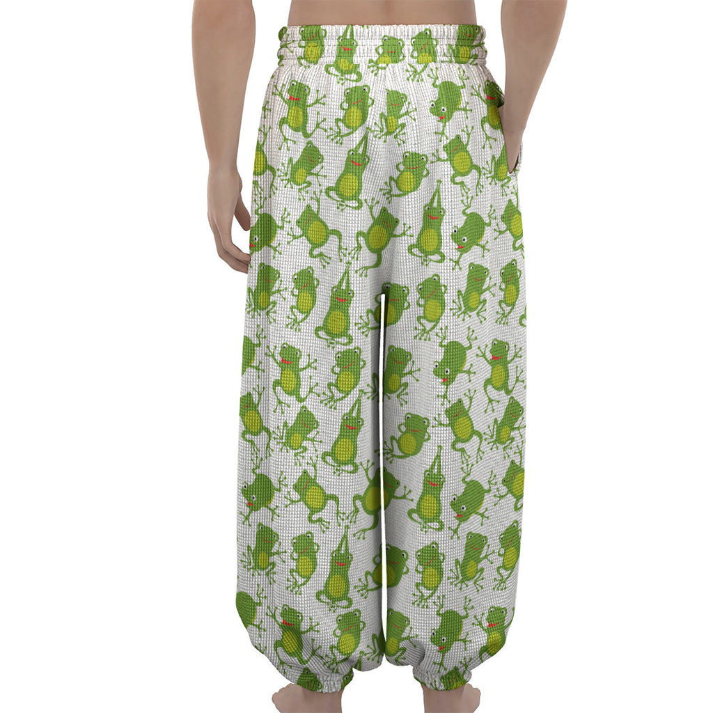 Cute Frog Pattern Print Lantern Pants