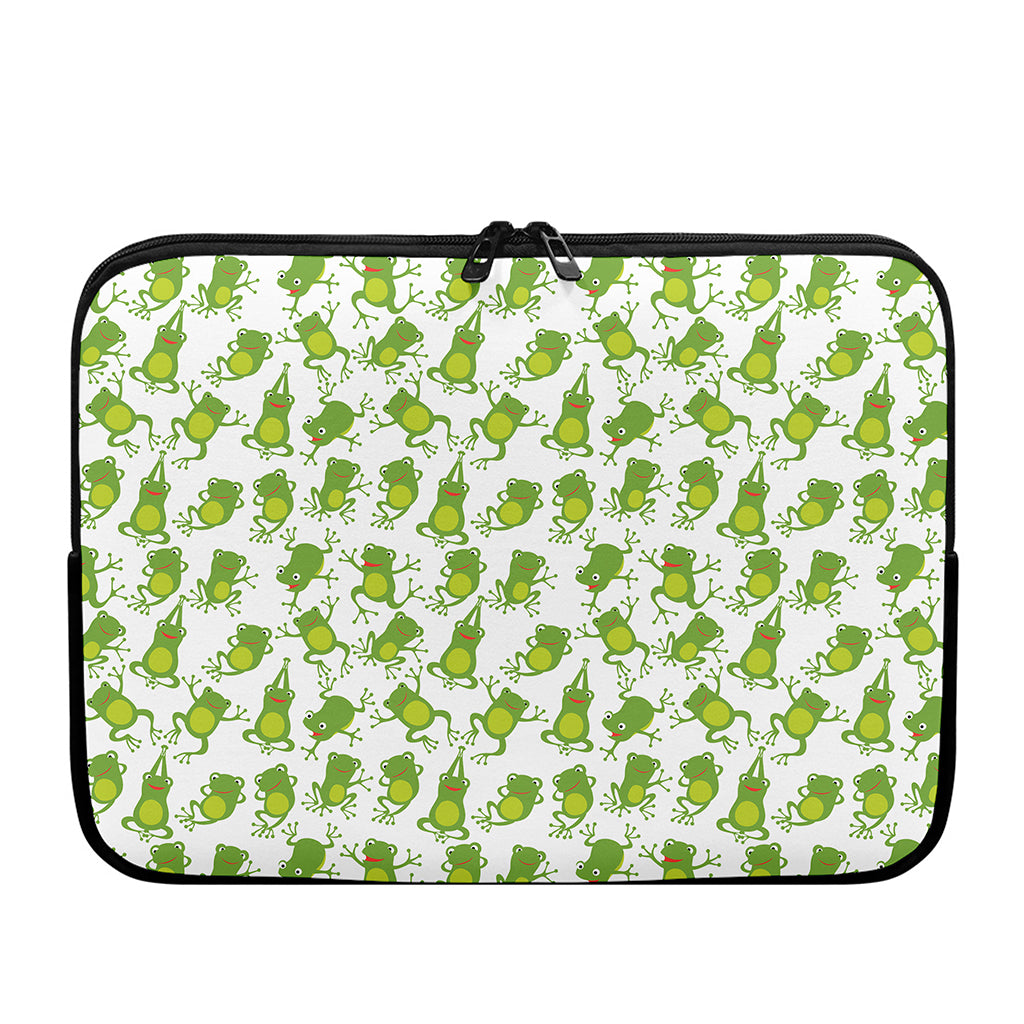 Cute Frog Pattern Print Laptop Sleeve