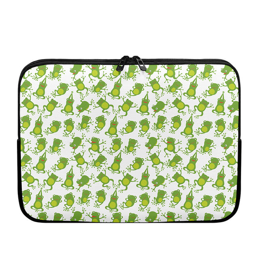 Cute Frog Pattern Print Laptop Sleeve