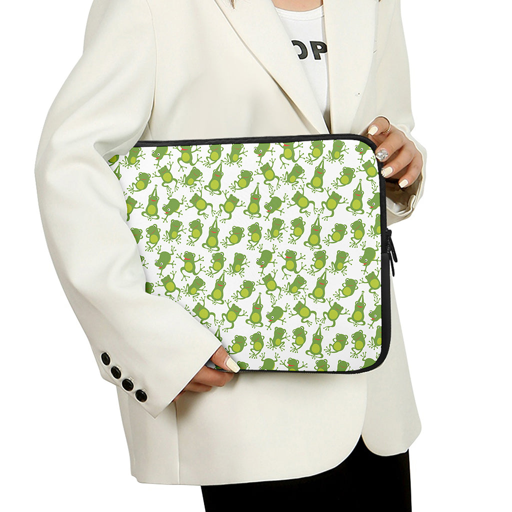 Cute Frog Pattern Print Laptop Sleeve