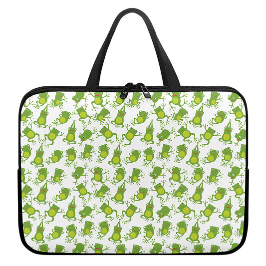 Cute Frog Pattern Print Laptop Sleeve With Handle