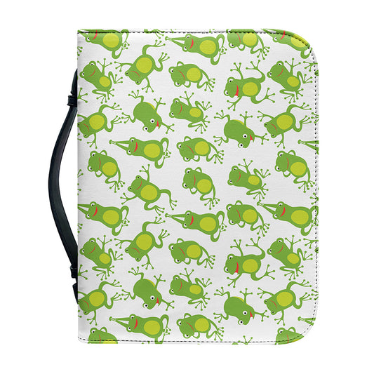 Cute Frog Pattern Print Leather Bible Cover