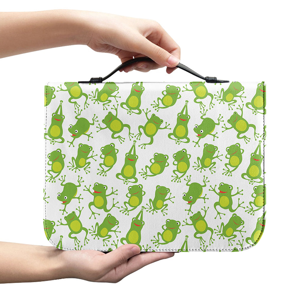 Cute Frog Pattern Print Leather Bible Cover