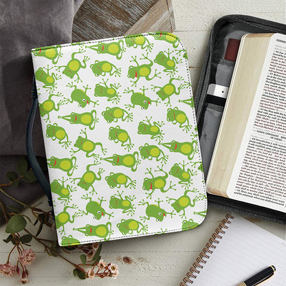 Cute Frog Pattern Print Leather Bible Cover