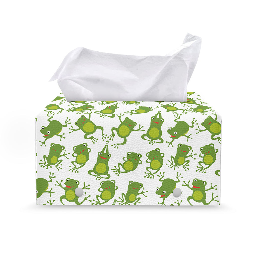 Cute Frog Pattern Print Leather Tissue Box Cover