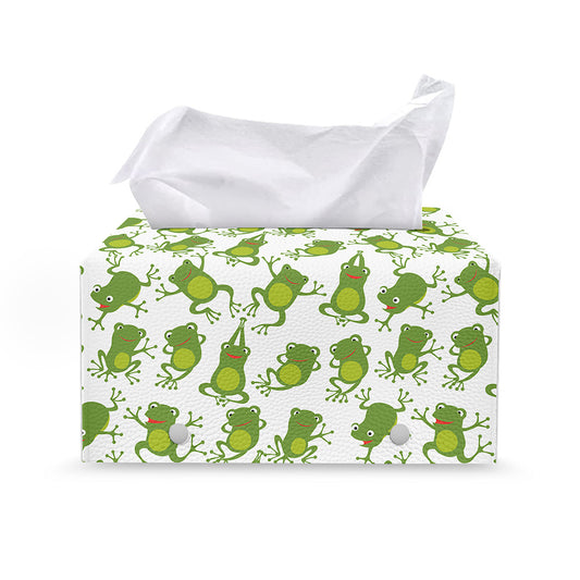 Cute Frog Pattern Print Leather Tissue Box Cover