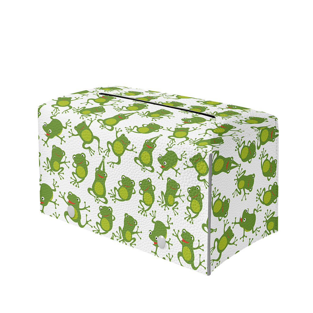 Cute Frog Pattern Print Leather Tissue Box Cover