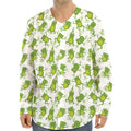 Cute Frog Pattern Print Long Sleeve Baseball Jersey
