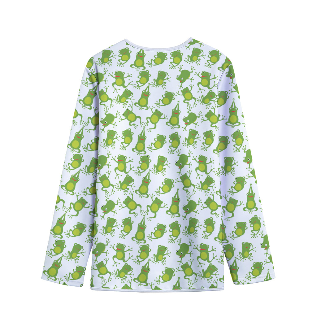 Cute Frog Pattern Print Long Sleeve Short Coat