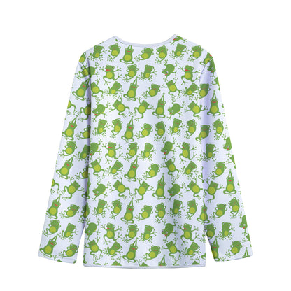 Cute Frog Pattern Print Long Sleeve Short Coat