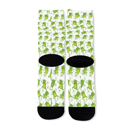 Cute Frog Pattern Print Long Socks