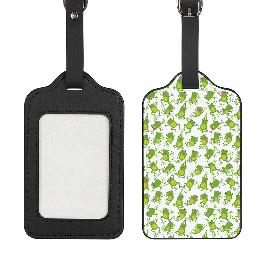 Cute Frog Pattern Print Luggage Tag