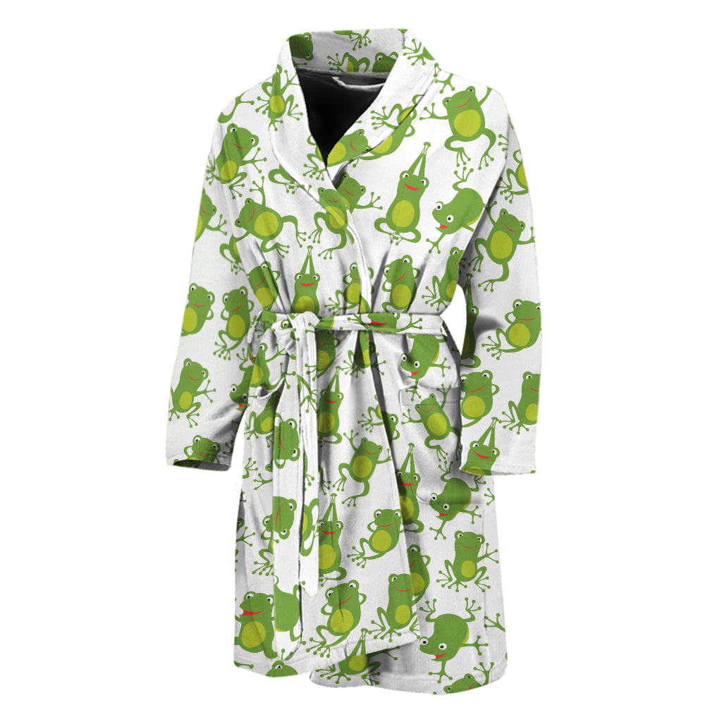 Cute Frog Pattern Print Men's Bathrobe