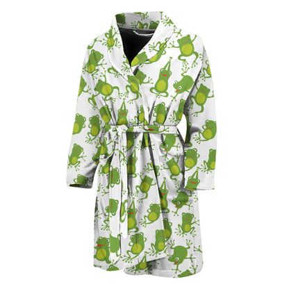 Cute Frog Pattern Print Men's Bathrobe