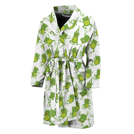 Cute Frog Pattern Print Men's Bathrobe