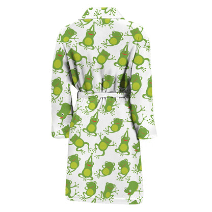 Cute Frog Pattern Print Men's Bathrobe