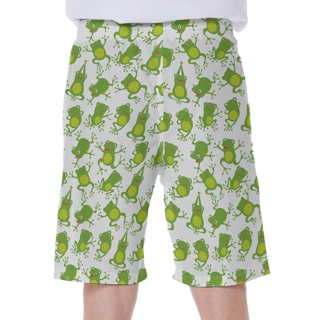 Cute Frog Pattern Print Men's Beach Shorts