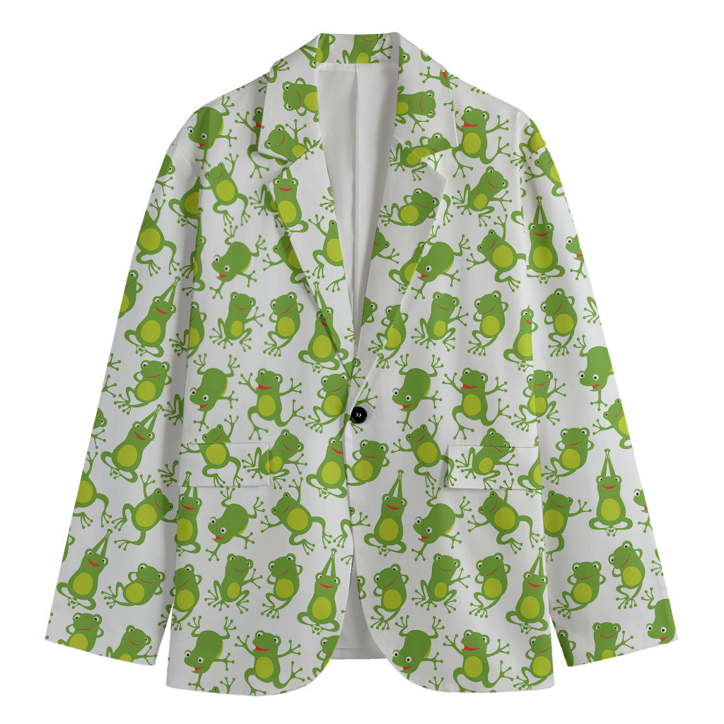 Cute Frog Pattern Print Men's Blazer