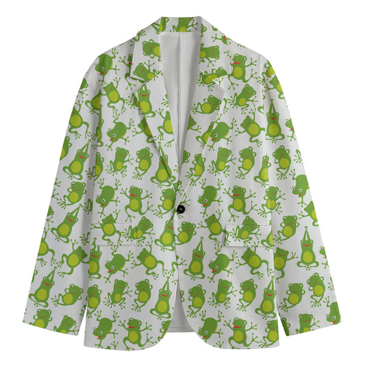 Cute Frog Pattern Print Men's Blazer