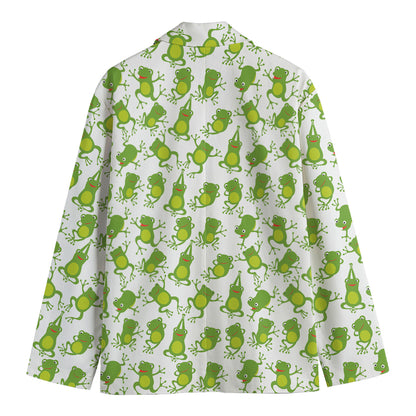 Cute Frog Pattern Print Men's Blazer
