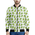 Cute Frog Pattern Print Men's Bomber Jacket