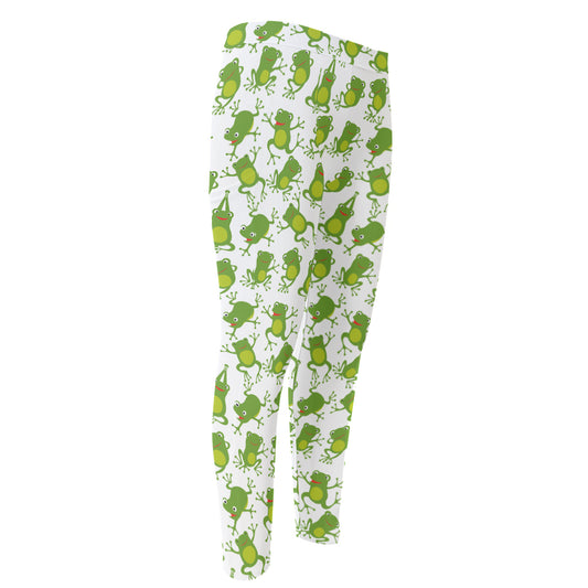 Cute Frog Pattern Print Men's Compression Pants