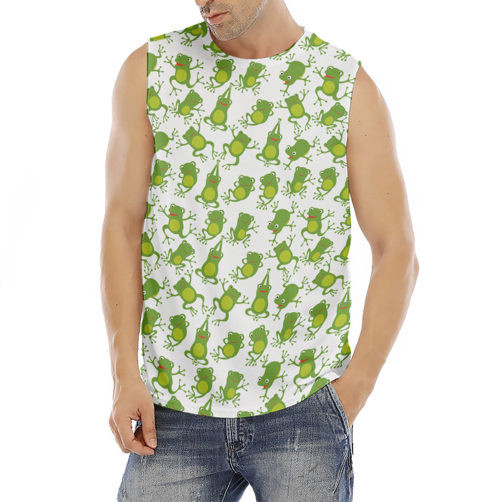 Cute Frog Pattern Print Men's Fitness Tank Top