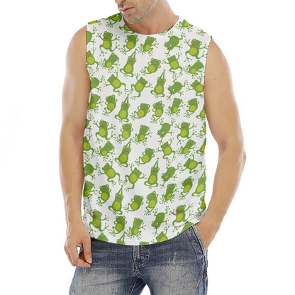 Cute Frog Pattern Print Men's Fitness Tank Top
