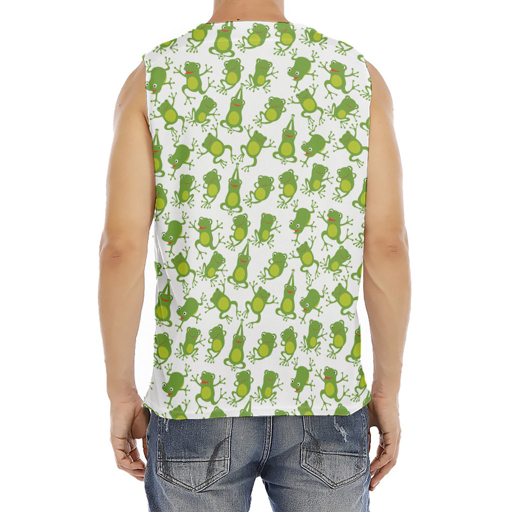 Cute Frog Pattern Print Men's Fitness Tank Top