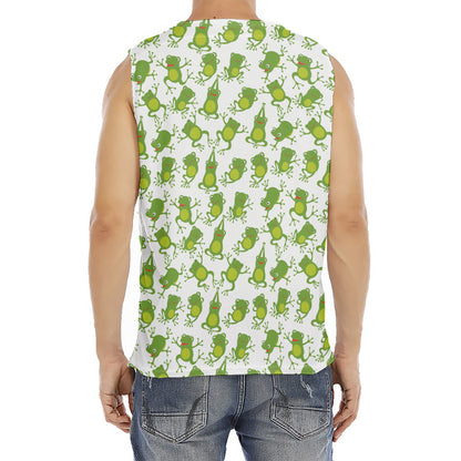 Cute Frog Pattern Print Men's Fitness Tank Top