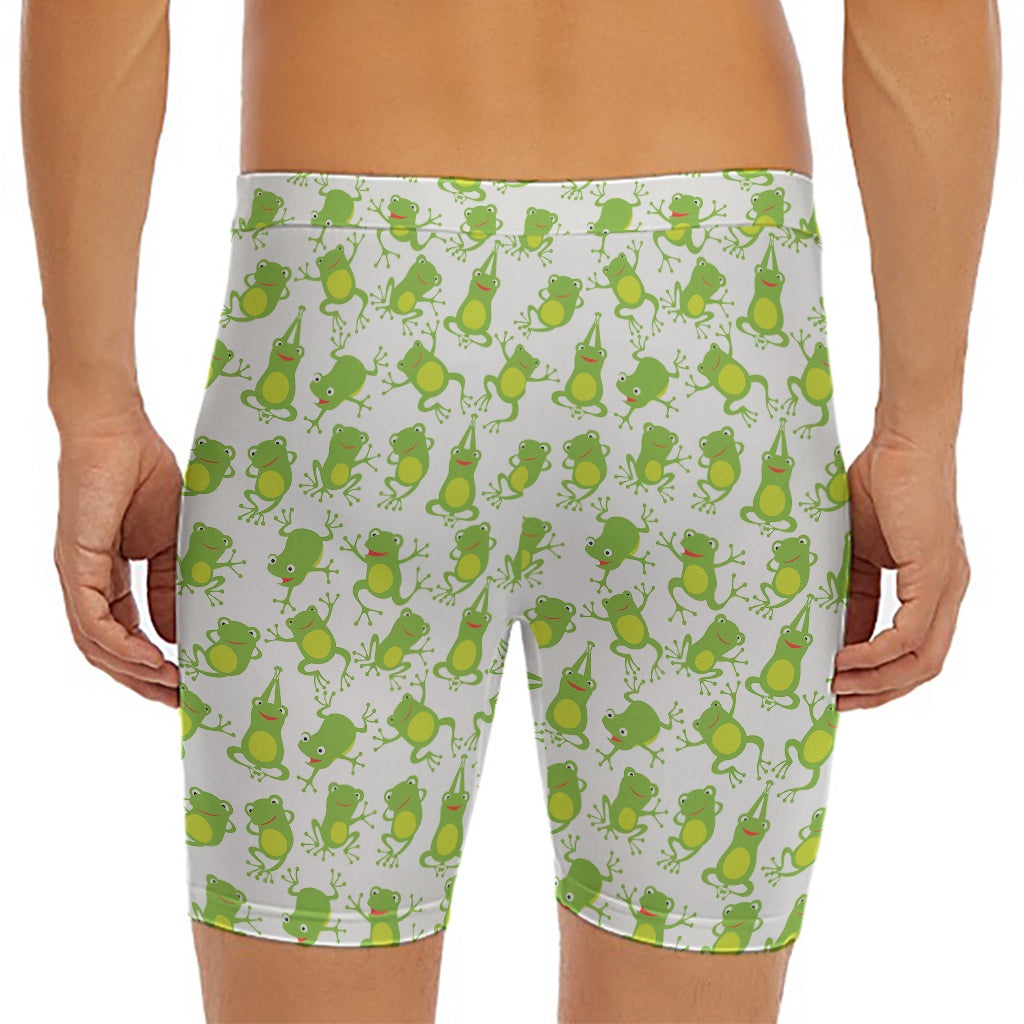 Cute Frog Pattern Print Men's Long Boxer Briefs