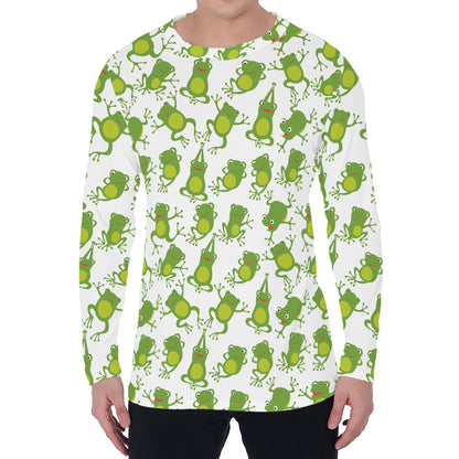 Cute Frog Pattern Print Men's Long Sleeve T-Shirt