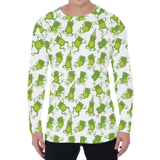 Cute Frog Pattern Print Men's Long Sleeve T-Shirt