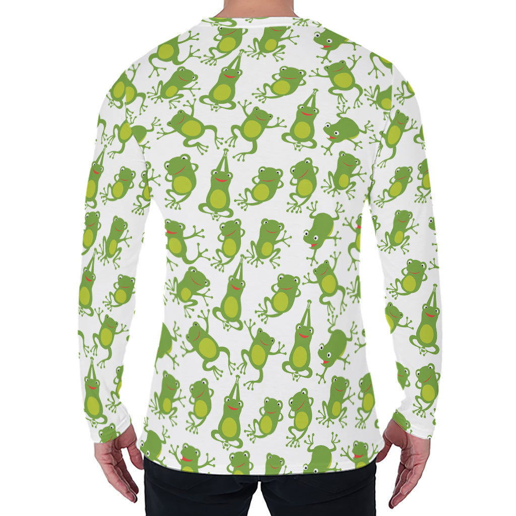 Cute Frog Pattern Print Men's Long Sleeve T-Shirt