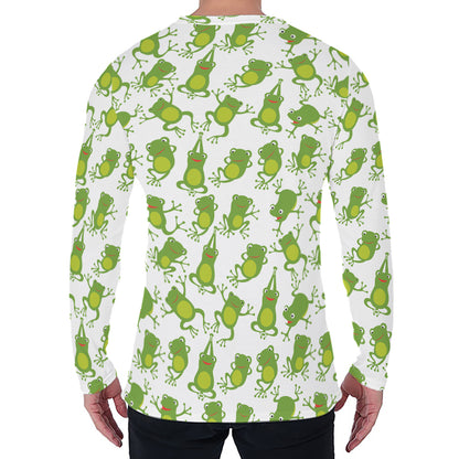 Cute Frog Pattern Print Men's Long Sleeve T-Shirt