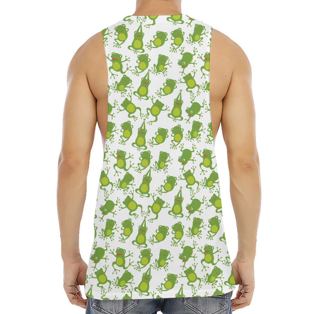 Cute Frog Pattern Print Men's Muscle Tank Top