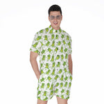 Cute Frog Pattern Print Men's Rompers