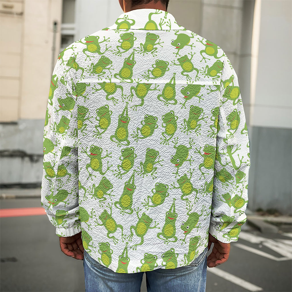 Cute Frog Pattern Print Men's Shirt Jacket