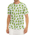 Cute Frog Pattern Print Men's Short Sleeve Rash Guard