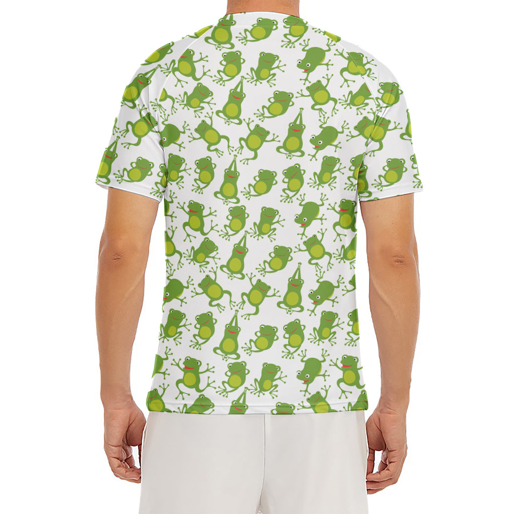 Cute Frog Pattern Print Men's Short Sleeve Rash Guard