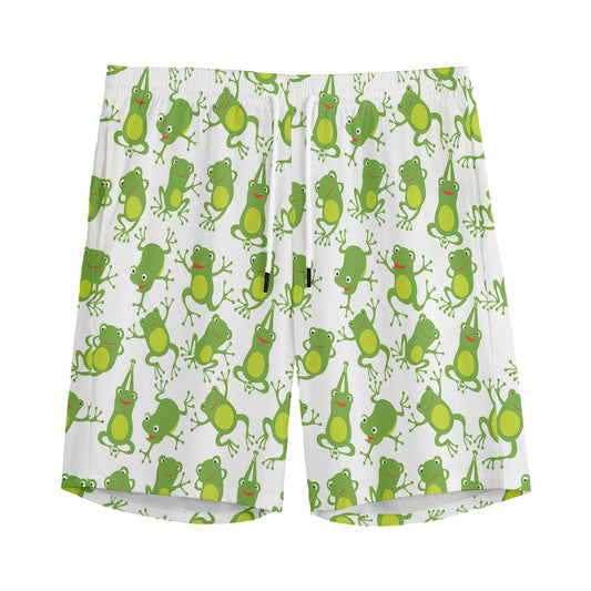 Cute Frog Pattern Print Men's Sports Shorts